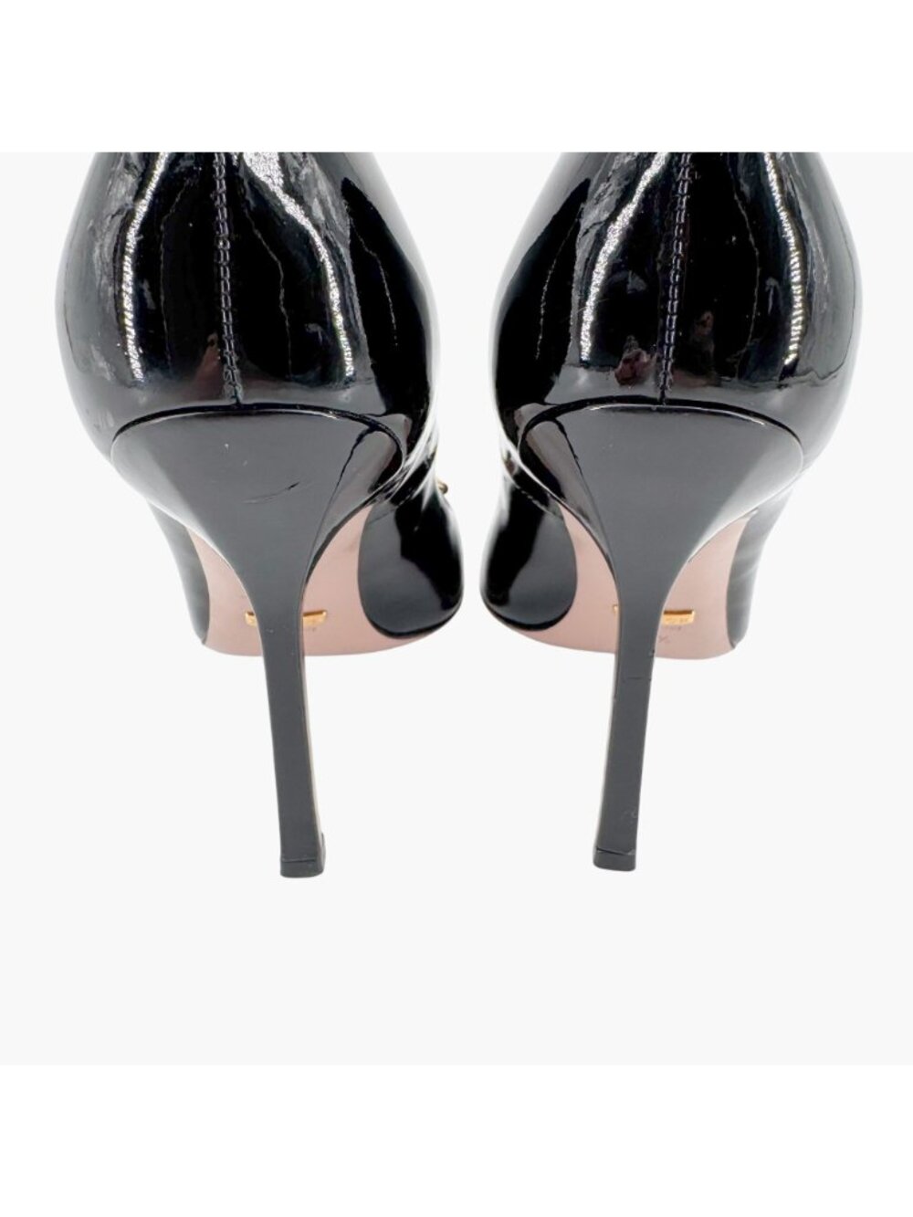 Gucci Square Toe Horsebit Pumps Size 39.5 US 9.5 Black Patent Leather High Heels - Picture 7 of 15